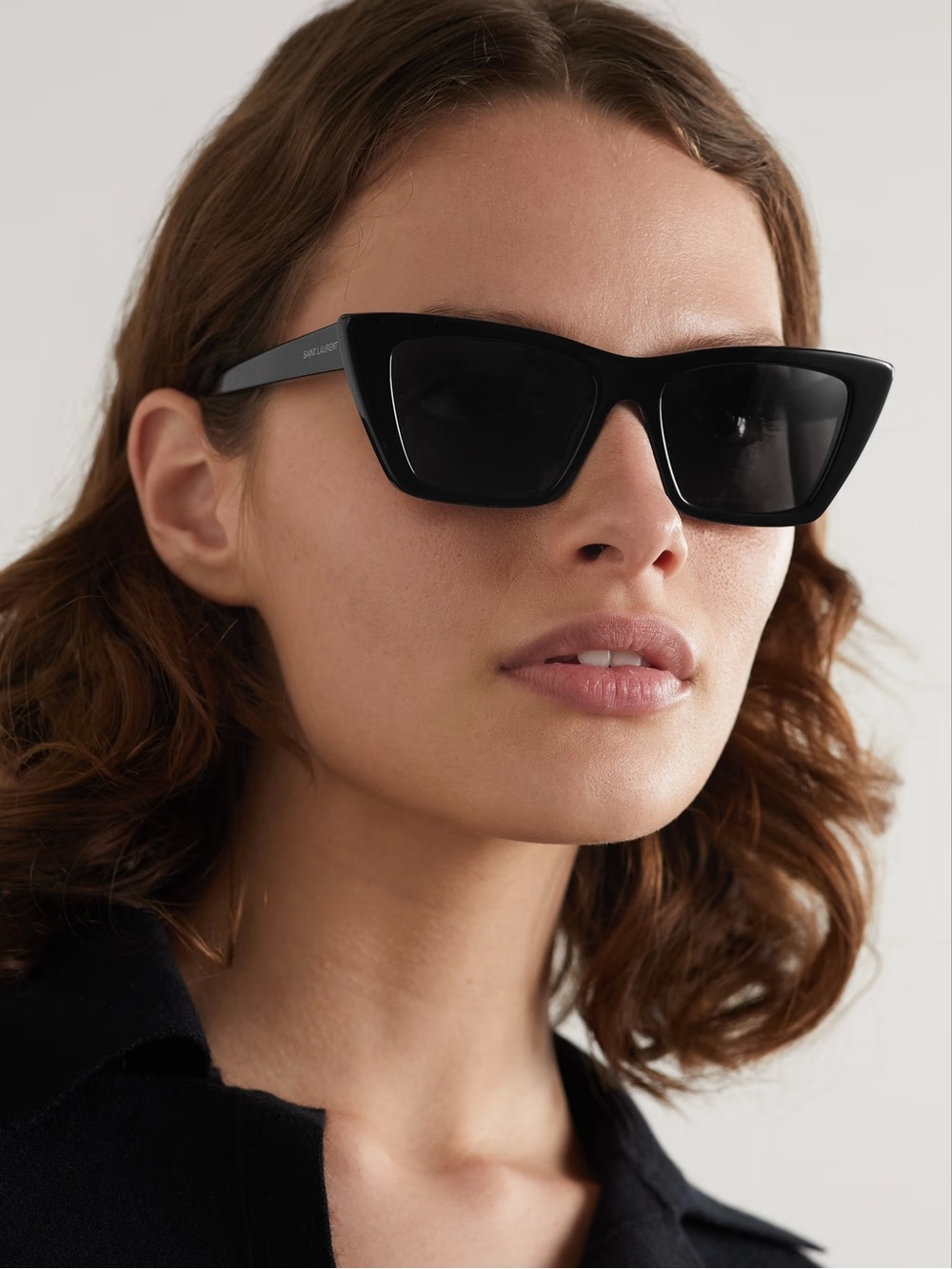 AUTH Saint Laurent Mica Black Cat-eye Sunglasses with Case - Picture 6 of 9